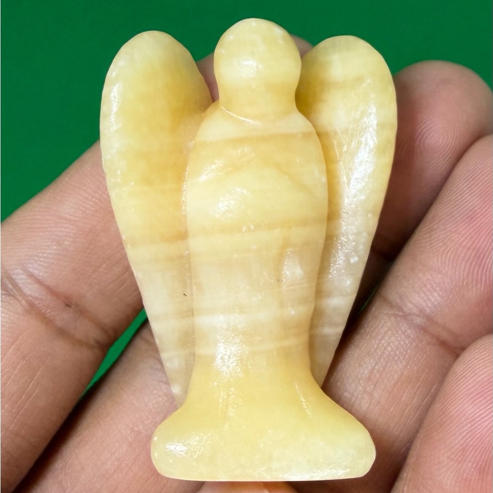 Natural Alabaster Angel Figurine Hand Carved Stone Chakra Healing Guardian